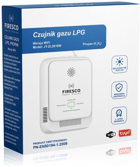Czujnik gazu LPG Propan-Butan Firesco JY-ZL2010W z WiFi aplikacja Tuya Czujnik gazu LPG Propan-Butan Firesco JY-ZL2010W z WiFi aplikacja Tuya