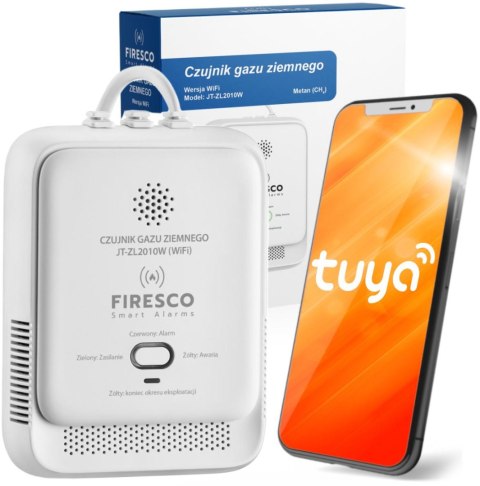 Czujnik gazu ziemnego Firesco JT-ZL2010W z WiFi alikacja Tuya Czujnik gazu ziemnego Firesco JT-ZL2010W z WiFi alikacja Tuya