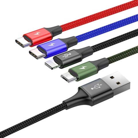 KABEL 4w1 USB-A -> Lighting iPhone / 2x USB-C / micro-USB Baseus Cafule CA1T4-B01 1.2m 3.5A W OPLOCIE KABEL 4w1 USB-A -> Lighting iPhone / 2x USB-C / micro-USB Baseus Cafule CA1T4-B01 1.2m 3.5A W OPLOCIE