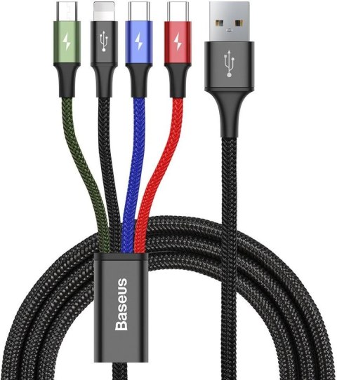 KABEL 4w1 USB-A -> Lighting iPhone / 2x USB-C / micro-USB Baseus Cafule CA1T4-B01 1.2m 3.5A W OPLOCIE KABEL 4w1 USB-A -> Lighting iPhone / 2x USB-C / micro-USB Baseus Cafule CA1T4-B01 1.2m 3.5A W OPLOCIE