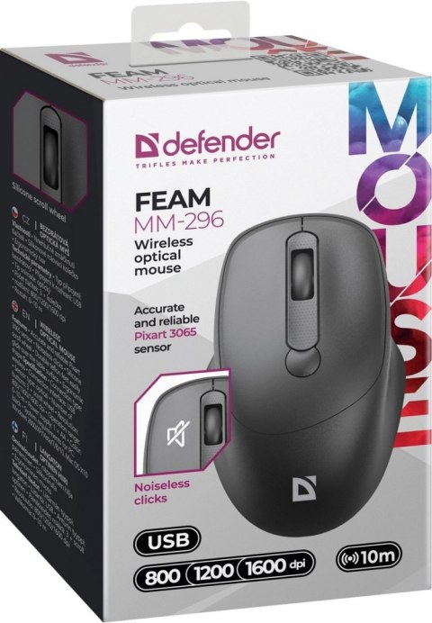 MYSZ DEFENDER FEAM MM-296 RF SILENT CZARNA MYSZ DEFENDER FEAM MM-296 RF SILENT CZARNA