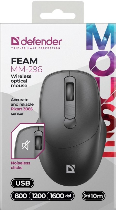 MYSZ DEFENDER FEAM MM-296 RF SILENT CZARNA MYSZ DEFENDER FEAM MM-296 RF SILENT CZARNA