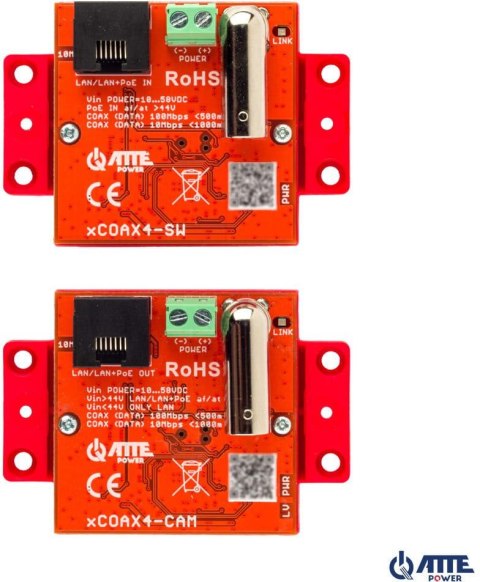 Zestaw aktywnych konwerterów do transmisji Ethernet oraz PoE xCOAX4-SET Zestaw aktywnych konwerterów do transmisji Ethernet oraz PoE xCOAX4-SET