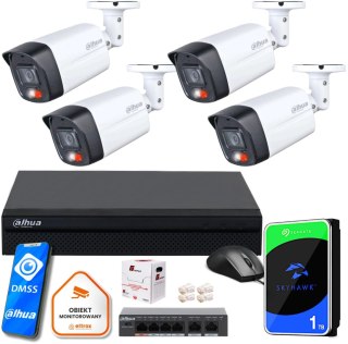 Zestaw monitoringu IP Dahua Basic NVR 4 kamery tubowe 4MPx