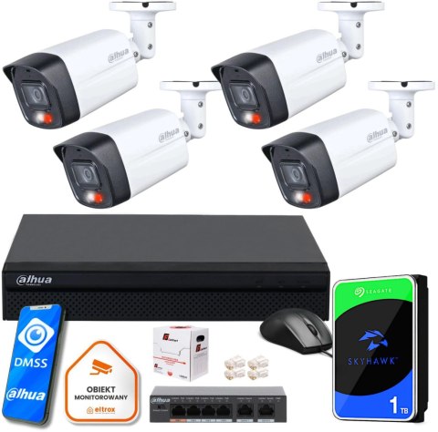 Zestaw monitoringu IP Dahua Basic NVR 4 kamery tubowe 4MPx Zestaw monitoringu IP Dahua Basic NVR 4 kamery tubowe 4MPx