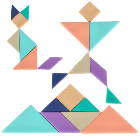 Układnka drewniana logiczna klocki tangram Układnka drewniana logiczna klocki tangram