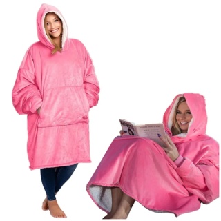 Ciepła bluza 4w1 Oversize, Kocobluza z polaru - różowa