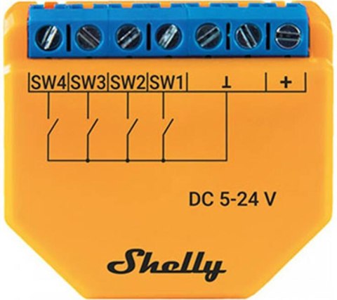 Shelly Plus i4 DC Kontroler/aktywator scen WIFI 5-24V DC Shelly Plus i4 DC Kontroler/aktywator scen WIFI 5-24V DC