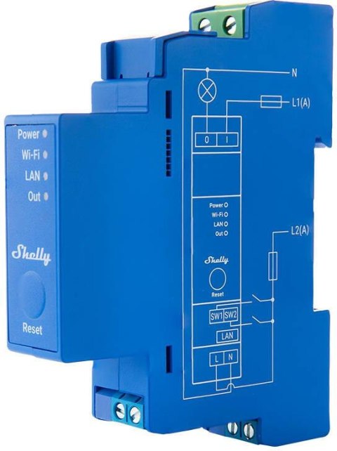 Shelly Pro 1 1-kanałowy przekaźnik na szynę DIN WIFI/LAN Shelly Pro 1 1-kanałowy przekaźnik na szynę DIN WIFI/LAN