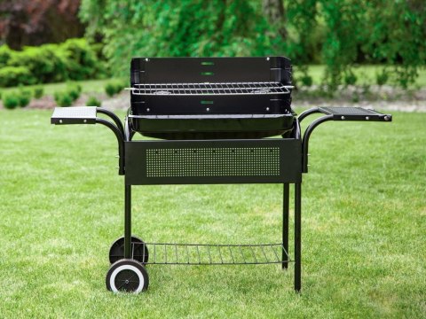 Grill ogrodowy metalowe półki regulacja rusztu koła Grill ogrodowy metalowe półki regulacja rusztu koła