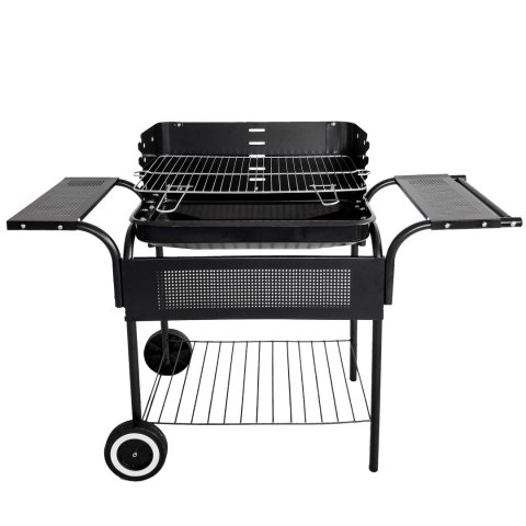 Grill ogrodowy metalowe półki regulacja rusztu koła Grill ogrodowy metalowe półki regulacja rusztu koła