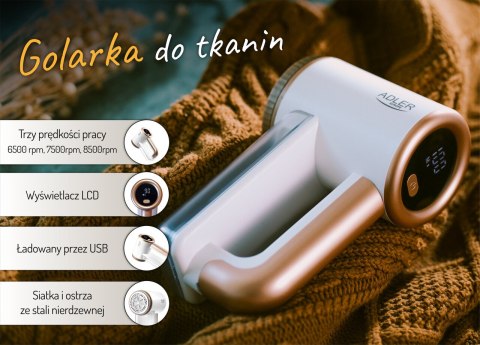 Adler AD 9617 Golarka do ubrań swetrów tkanin LCD USB 2000mAh 5W Adler AD 9617 Golarka do ubrań swetrów tkanin LCD USB 2000mAh 5W