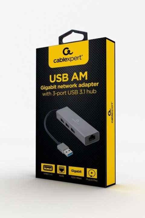 Hub USB GEMBIRD A-AMU3-LAN-01 Hub USB GEMBIRD A-AMU3-LAN-01