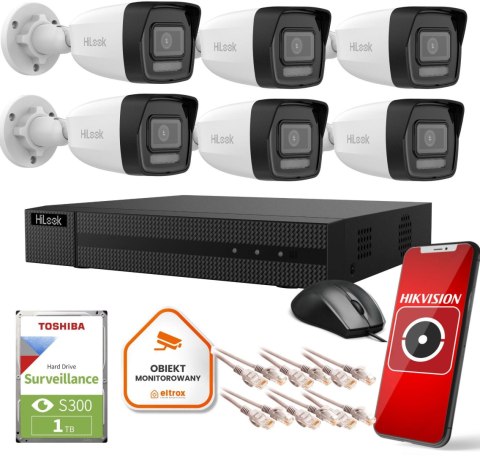 Zestaw monitoringu Hilook 6 kamer IP IPCAM-B4-30DL dysk 1TB Zestaw monitoringu Hilook 6 kamer IP IPCAM-B4-30DL dysk 1TB