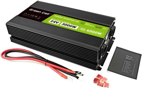 PRZETWORNICA NAPIĘCIA Green Cell PowerInverter LCD 24V -> 230V 3000/6000W CZYSTA SINUSOIDA PRZETWORNICA NAPIĘCIA Green Cell PowerInverter LCD 24V -> 230V 3000/6000W CZYSTA SINUSOIDA