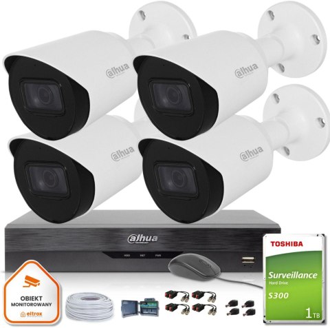 Zestaw monitoringu 4w1 Dahua 4 kamery HAC-HFW1500T-A-0280B-S2 5MPx Zestaw monitoringu 4w1 Dahua 4 kamery HAC-HFW1500T-A-0280B-S2 5MPx