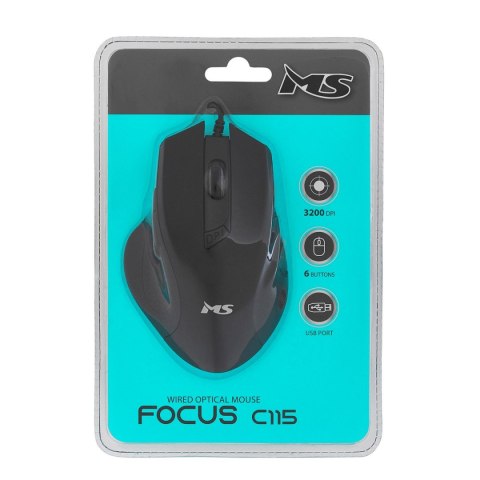MYSZ PRZEWODOWA MS FOCUS C115 3200dpi 6P CZARNA MYSZ PRZEWODOWA MS FOCUS C115 3200dpi 6P CZARNA