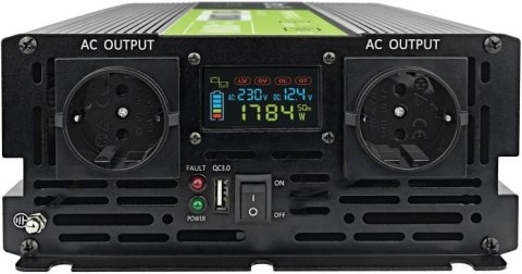 PRZETWORNICA NAPIĘCIA Green Cell PowerInverter LCD 12V -> 230V 2000W/4000W CZYSTA SINUSOIDA PRZETWORNICA NAPIĘCIA Green Cell PowerInverter LCD 12V -> 230V 2000W/4000W CZYSTA SINUSOIDA