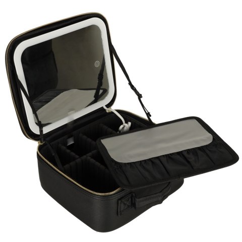 Kosmetyczka organizer na kosmetyki z lusterkiem czarna Kosmetyczka organizer na kosmetyki z lusterkiem czarna