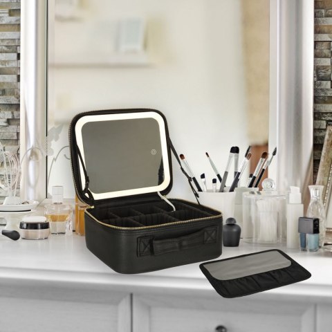 Kosmetyczka organizer na kosmetyki z lusterkiem czarna Kosmetyczka organizer na kosmetyki z lusterkiem czarna