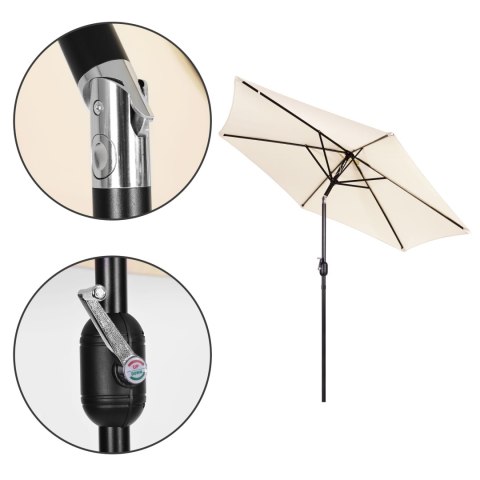 Duży parasol ogrodowy skośny łamany z korbą 6 żeber beżowy 270 cm Duży parasol ogrodowy skośny łamany z korbą 6 żeber beżowy 270 cm