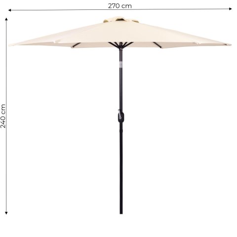 Duży parasol ogrodowy skośny łamany z korbą 6 żeber beżowy 270 cm Duży parasol ogrodowy skośny łamany z korbą 6 żeber beżowy 270 cm
