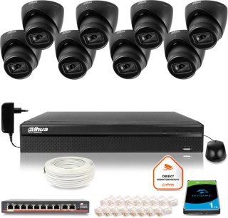 Zestaw monitoringu IP DAHUA 8 kamer kopułkowych 8Mpx