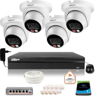 Zestaw monitoringu IP DAHUA 4 kamer kopułkowych 2Mpx