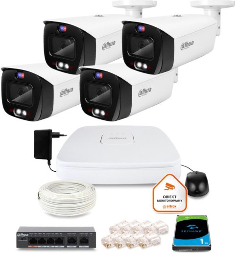 Zestaw monitoringu IP DAHUA 4 kamer tubowych 8Mpx Zestaw monitoringu IP DAHUA 4 kamer tubowych 8Mpx