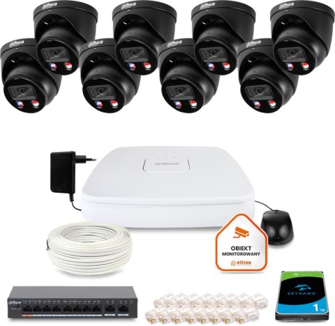 Zestaw monitoringu IP DAHUA 8 kamer kopułkowych 8Mpx Zestaw monitoringu IP DAHUA 8 kamer kopułkowych 8Mpx