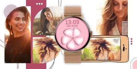Smartwatch Giewont Różowy GW330-1 Różowe Złoto-Róż Pudrowy Pasek Silikonowy + Bransoleta Różowe Złoto Smartwatch Giewont Różowy GW330-1 Różowe Złoto-Róż Pudrowy Pasek Silikonowy + Bransoleta Różowe Złoto