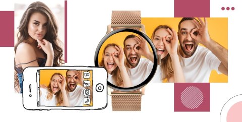 Smartwatch Giewont Różowy GW330-1 Różowe Złoto-Róż Pudrowy Pasek Silikonowy + Bransoleta Różowe Złoto Smartwatch Giewont Różowy GW330-1 Różowe Złoto-Róż Pudrowy Pasek Silikonowy + Bransoleta Różowe Złoto