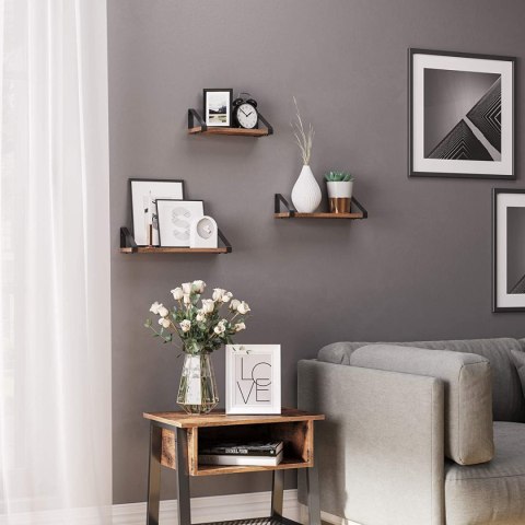 Zestaw 3 półek wiszących drewniane Loft Zestaw 3 półek wiszących drewniane Loft