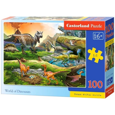 CASTORLAND Puzzle układanka 100 elementów World of Dinosaurs- Świat Dinozaurów 40 x 29 cm CASTORLAND Puzzle układanka 100 elementów World of Dinosaurs- Świat Dinozaurów 40 x 29 cm