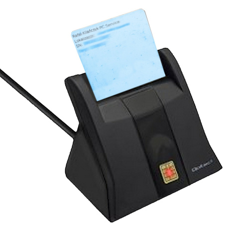 Qoltec Inteligentny czytnik chipowych kart ID SCR-0643 | USB 2.0 + Adapter USB typ C