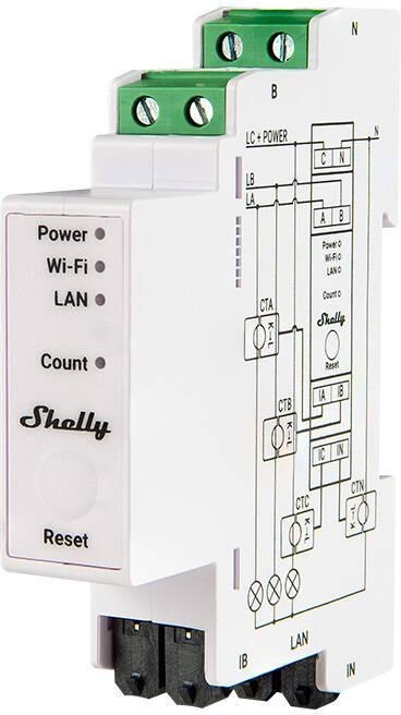 Shelly Pro 3EM 2-kierunkowy 3-fazowy miernik zużycia energii elektrycznej 120A WIFI Shelly Pro 3EM 2-kierunkowy 3-fazowy miernik zużycia energii elektrycznej 120A WIFI