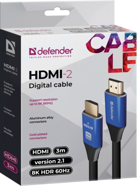 KABEL DEFENDER HDMI-HDMI 3,0m M/M v2.1 8K KABEL DEFENDER HDMI-HDMI 3,0m M/M v2.1 8K