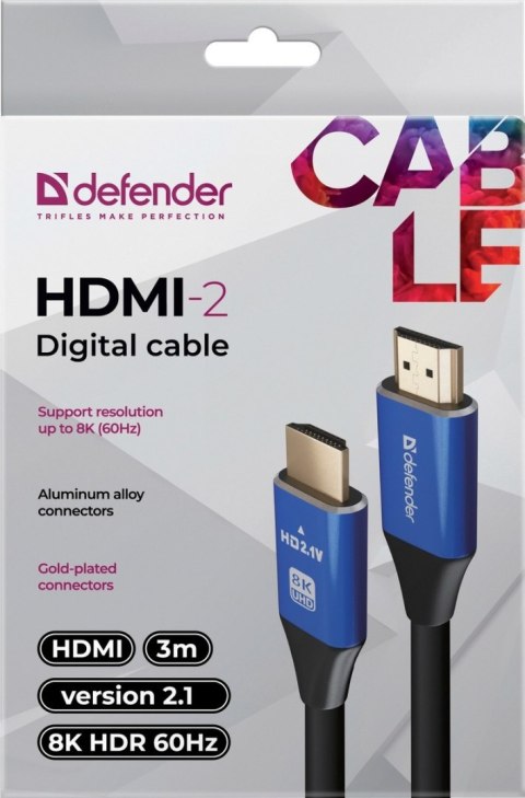 KABEL DEFENDER HDMI-HDMI 3,0m M/M v2.1 8K KABEL DEFENDER HDMI-HDMI 3,0m M/M v2.1 8K