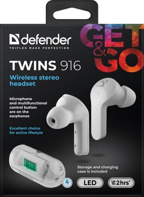 SŁUCHAWKI DEFENDER BLUETOOTH TWINS 916 BIAŁE SŁUCHAWKI DEFENDER BLUETOOTH TWINS 916 BIAŁE