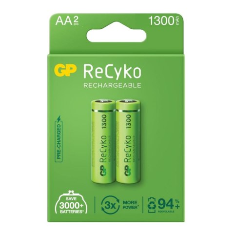 Akumulatorki AA / R6 GP ReCyko 1300 Series Ni-MH 1300mAh - 2 sztuki Akumulatorki AA / R6 GP ReCyko 1300 Series Ni-MH 1300mAh - 2 sztuki