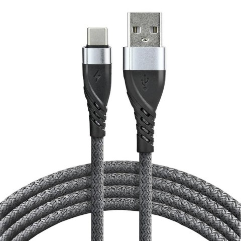 Kabel przewód pleciony USB - USB-C / Typ-C everActive CBB-2CG 200cm z obsługą szybkiego ładowania do 3A szary Kabel przewód pleciony USB - USB-C / Typ-C everActive CBB-2CG 200cm z obsługą szybkiego ładowania do 3A szary