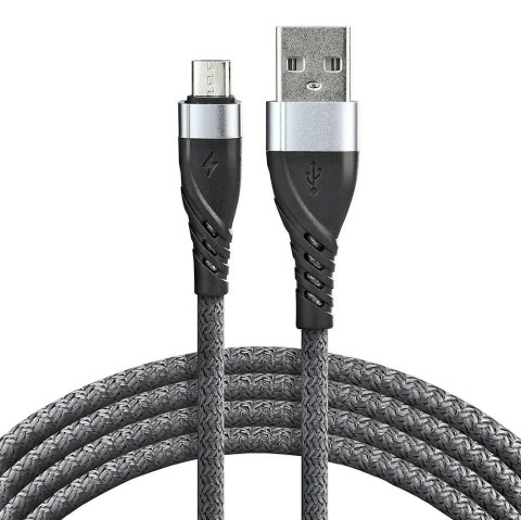 Kabel przewód pleciony USB - micro USB everActive CBB-2MG 200cm z obsługą szybkiego ładowania do 2,4A szary Kabel przewód pleciony USB - micro USB everActive CBB-2MG 200cm z obsługą szybkiego ładowania do 2,4A szary