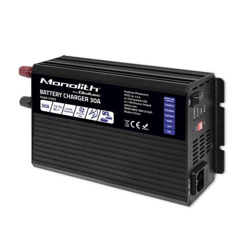 Ładowarka inteligentna Qoltec Monolith do akumulatorów LiFePO4 AGM GEL SLA | 30A | 12V Ładowarka inteligentna Qoltec Monolith do akumulatorów LiFePO4 AGM GEL SLA | 30A | 12V