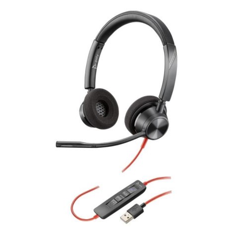 Słuchawki z mikrofonem Poly Blackwire 3325 UC USB-A czarne Słuchawki z mikrofonem Poly Blackwire 3325 UC USB-A czarne