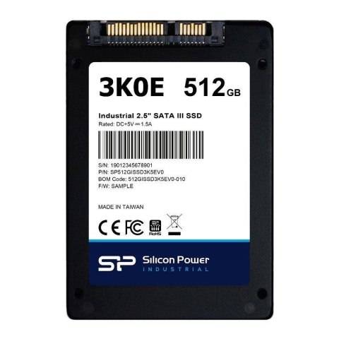 Dysk SSD Silicon Power 3K0E Industrial 512GB 2.5" SATA3 (530/520 MB/s) Dysk SSD Silicon Power 3K0E Industrial 512GB 2.5" SATA3 (530/520 MB/s)