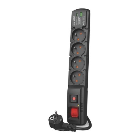 Listwa przeciwprzepięciowa Acar F4 USB A+C W2439 z szybką ładowarką 1,5m czarna Listwa przeciwprzepięciowa Acar F4 USB A+C W2439 z szybką ładowarką 1,5m czarna