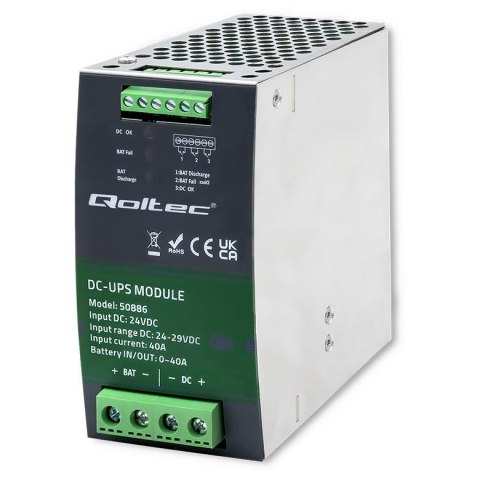 Moduł UPS Qoltec DC na szynę DIN | 40A | 274V Moduł UPS Qoltec DC na szynę DIN | 40A | 274V
