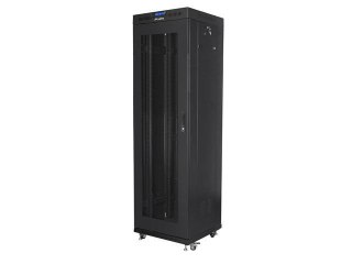 Szafa instalacyjna stojąca 19" 42U 600x600 LCD Drzwi Perforowane czarna Lanberg (flat pack) V2
