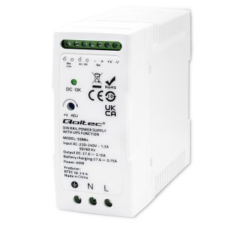 Zasilacz Qoltec na szynę DIN z funkcją UPS | 60W