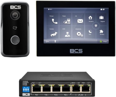 Zestaw wideodomofonowy IP BCS Line Panel BCS-PAN1300B-S Monitor BCS-MON7700B-S Switch BCS-B-SP0402 Zestaw wideodomofonowy IP BCS Line Panel BCS-PAN1300B-S Monitor BCS-MON7700B-S Switch BCS-B-SP0402